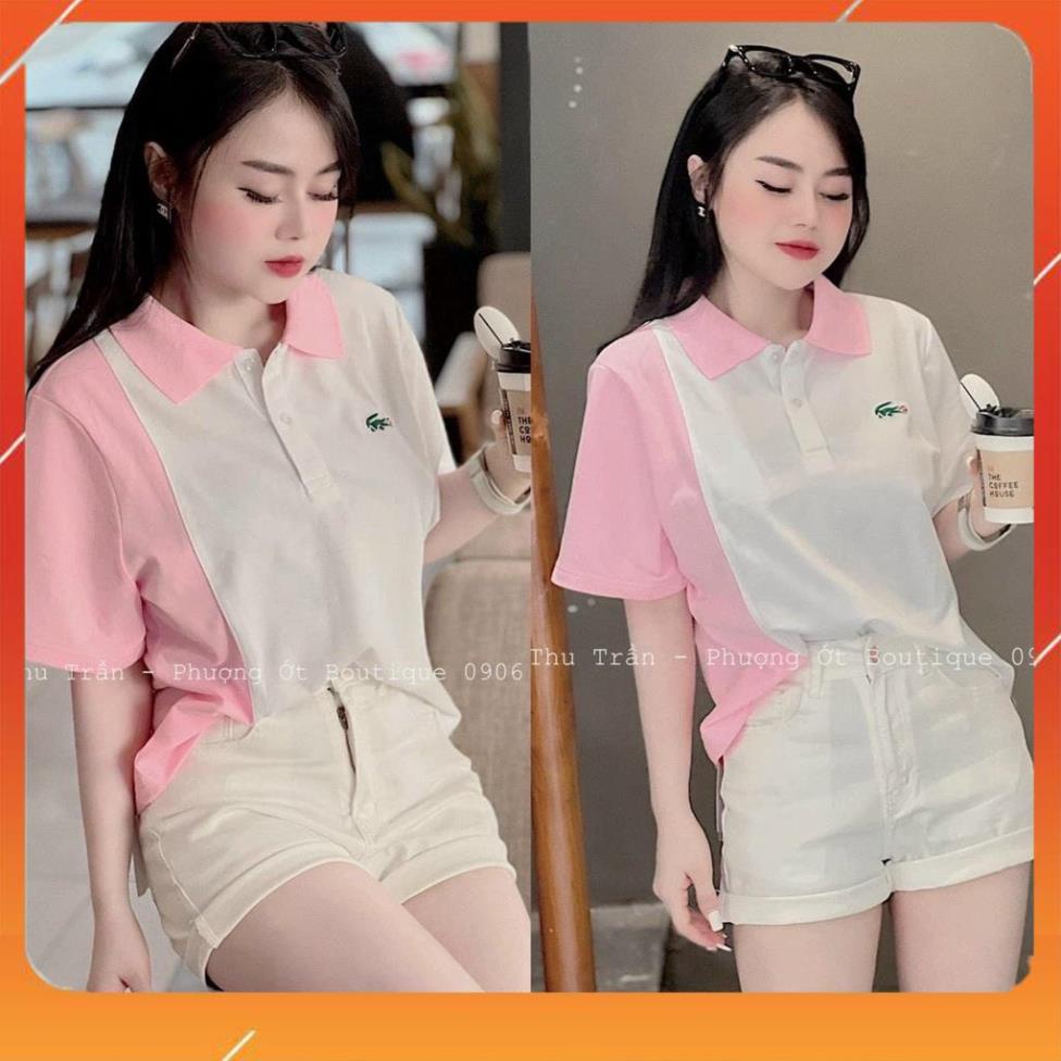 Aa Áo Polo Nữ Phối Màu Hồng/Xanh Kiểu Dáng Trơn Basic Phối Đồ Cực Xinh Julen.shop A14 Aa Ok A!