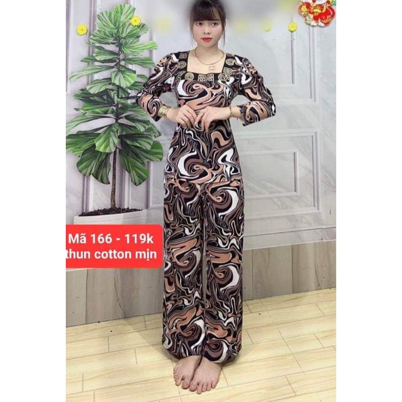 Bộ Thun Cotton Mịn Quần Ống Rộng Bộ  Trung Niên
