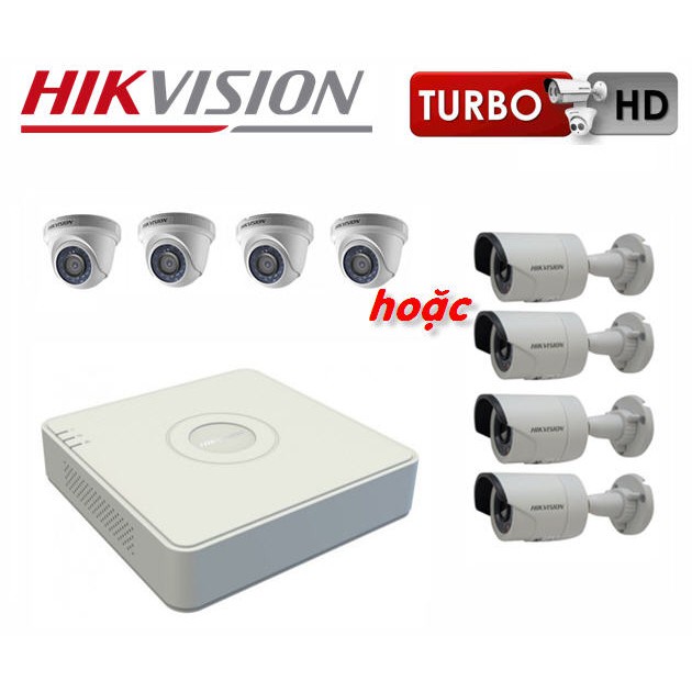 Trọn bộ 4 camera Hikvision 2.0 Megapixel