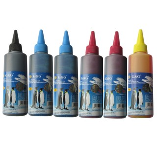 Mực in phun 6 màu - đen, xanh, xanh nhạt, đỏ, đỏ nhạt, vàng G&G cho máy in Epson T60, T50, T30