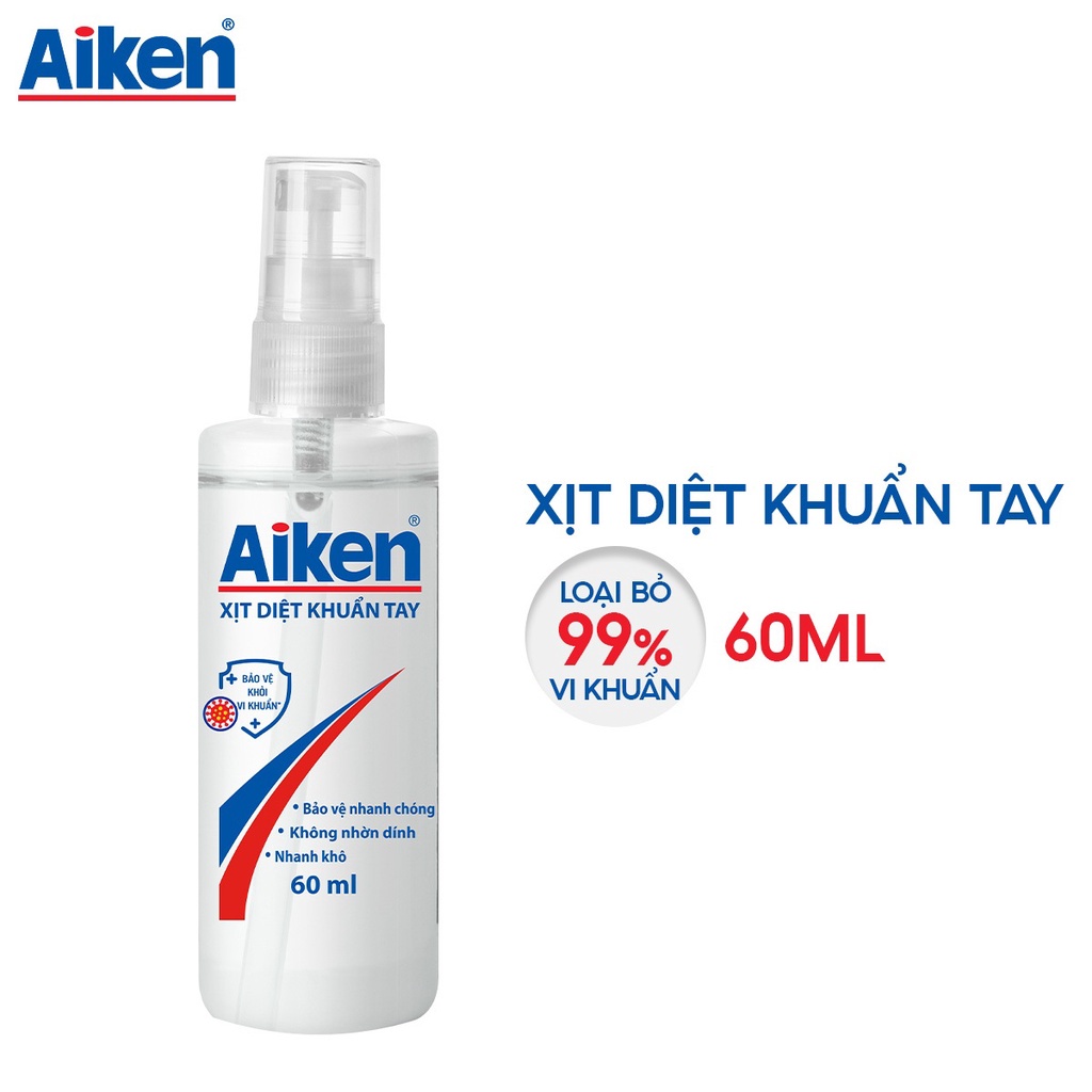 [HB GIFT]  Xịt diệt khuẩn tay Aiken 60ml