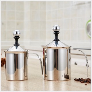 Ca đánh sữa lạnh latte 400ml - 800ml inox 304, tạo bọt bằng tay