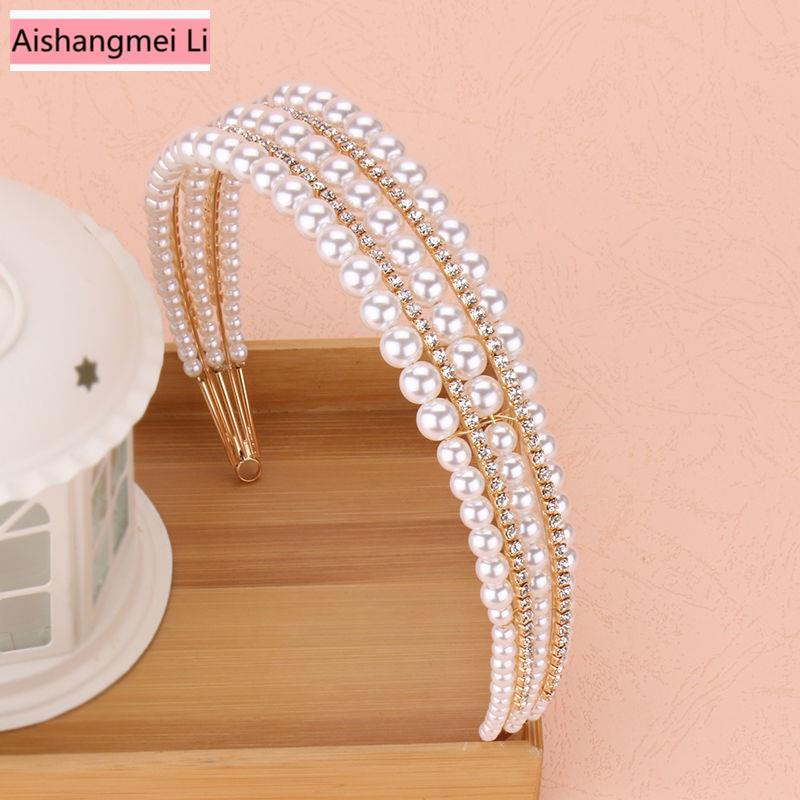 Băng Đô Cài Tóc Đính Ngọc Trai Phong Cách Hàn Quốc Cho Cô Dâu