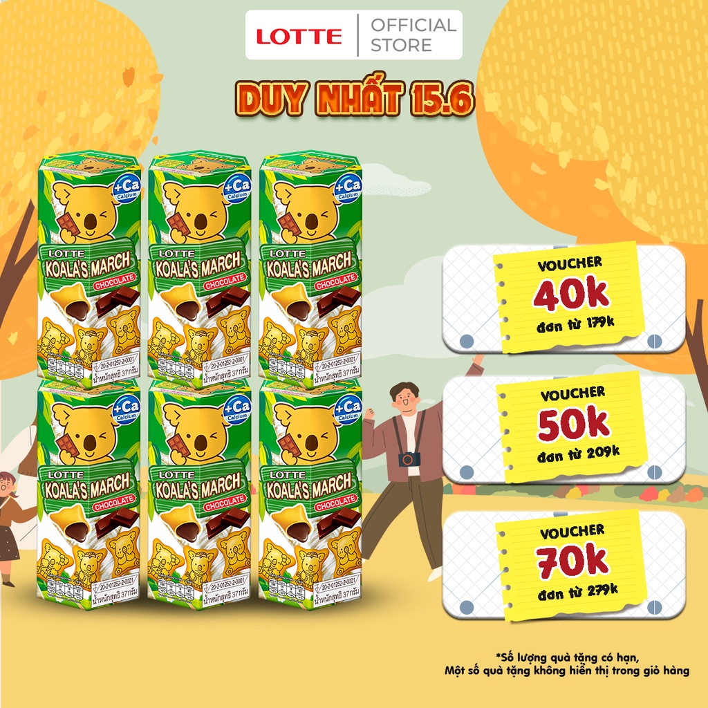 Combo 6 hộp Bánh gấu Koala s March nhân sô cô la 37 g