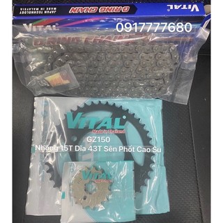 Nhông dĩa  sên phốt cao su suzuki gz150 a - nhông 15t dĩa 43t -sên 428 lo >>> chính hãng vital