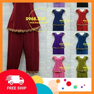 Đồ bộ trung niên lửng thun lạnh họa tiết đẹp