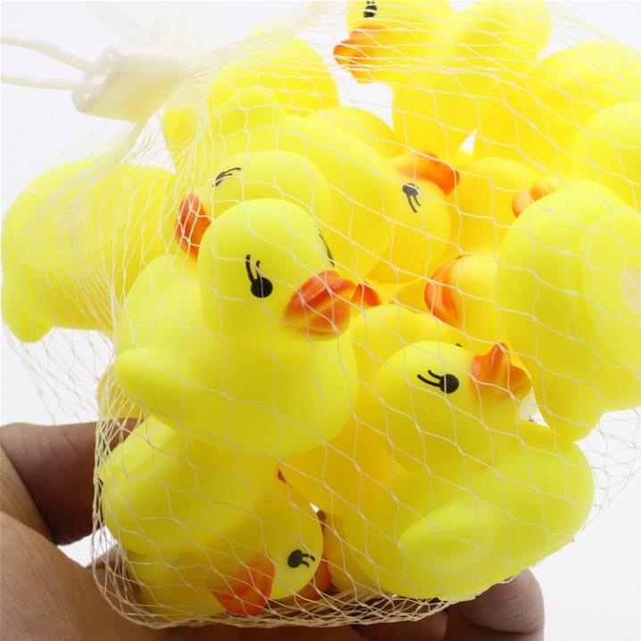 Túi vịt 20 con thả bồn nước bóp chít chít màu vàng