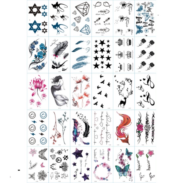 [❌GIÁ SỈ❌] Set 30 tấm dán hình xăm 1652