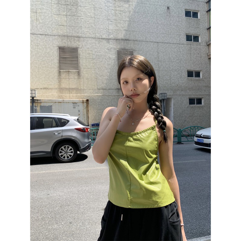 Áo Hai Dây Xếp Ly Thiết Kế Đơn Giản Hợp Thời Trang