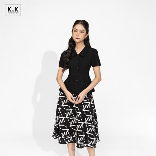 Áo sơ mi đen dáng peplum tay ngắn K&K Fashion ASM13-38 Chất Liệu Thun Tuyết
