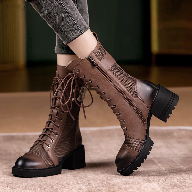 Giày Bốt Martin Phối Lưới Thoáng Khí Phong Cách Mới 2023