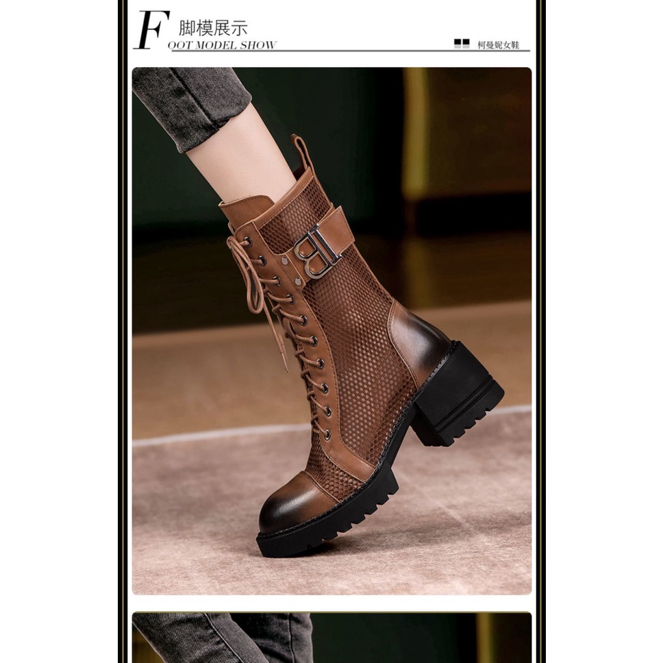 Giày Bốt Martin Phối Lưới Thoáng Khí Phong Cách Mới 2023