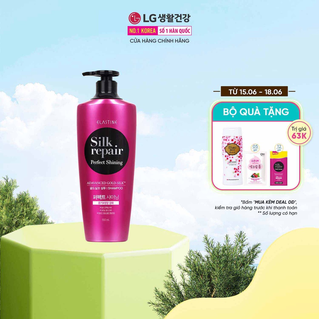 Dầu gội chăm sóc tóc Elastine Silk Repair Perfect Shining Gold Silk 550ml