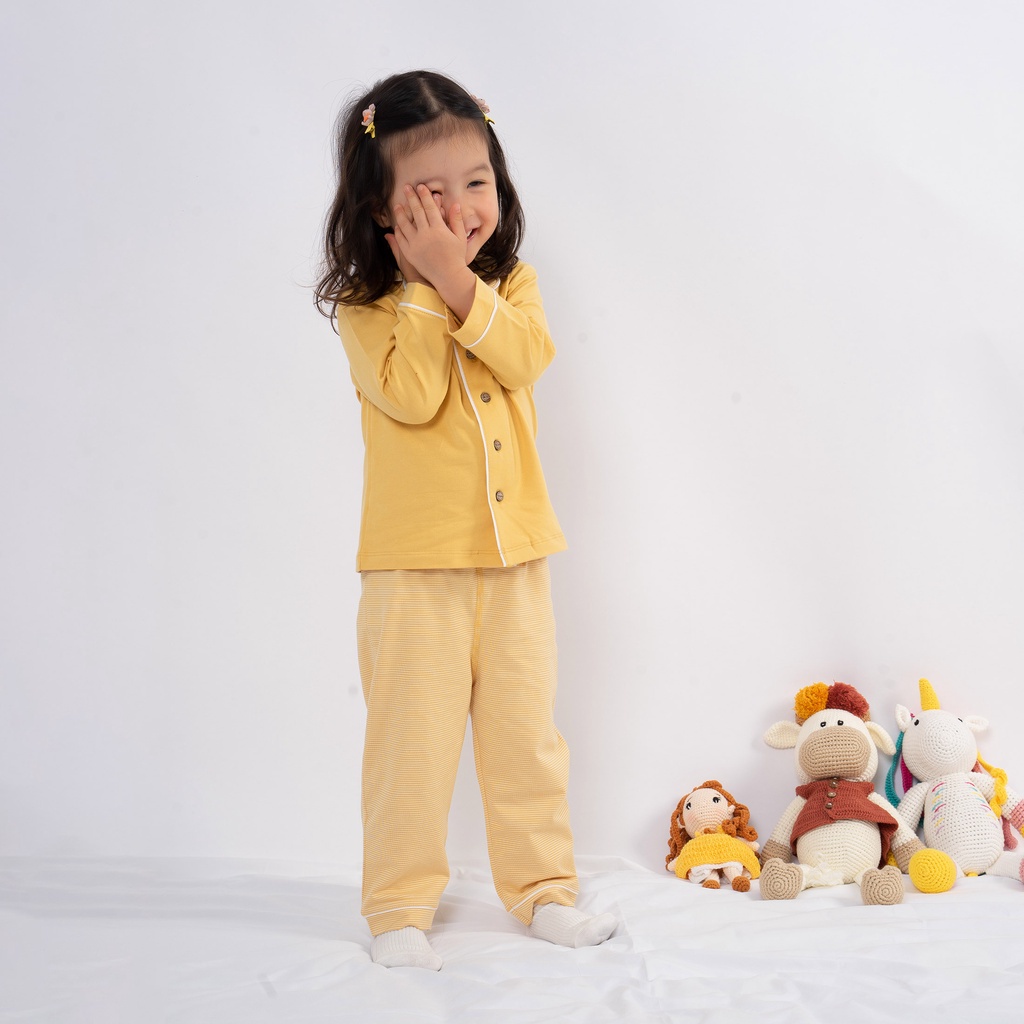 Bộ Quần Áo cho bé mặc nhà, Bộ Pyjamas dài tay chất liệu Sợi Tre Cotton BU Baby BBC110202 | Quần áo BU Baby chính hãng