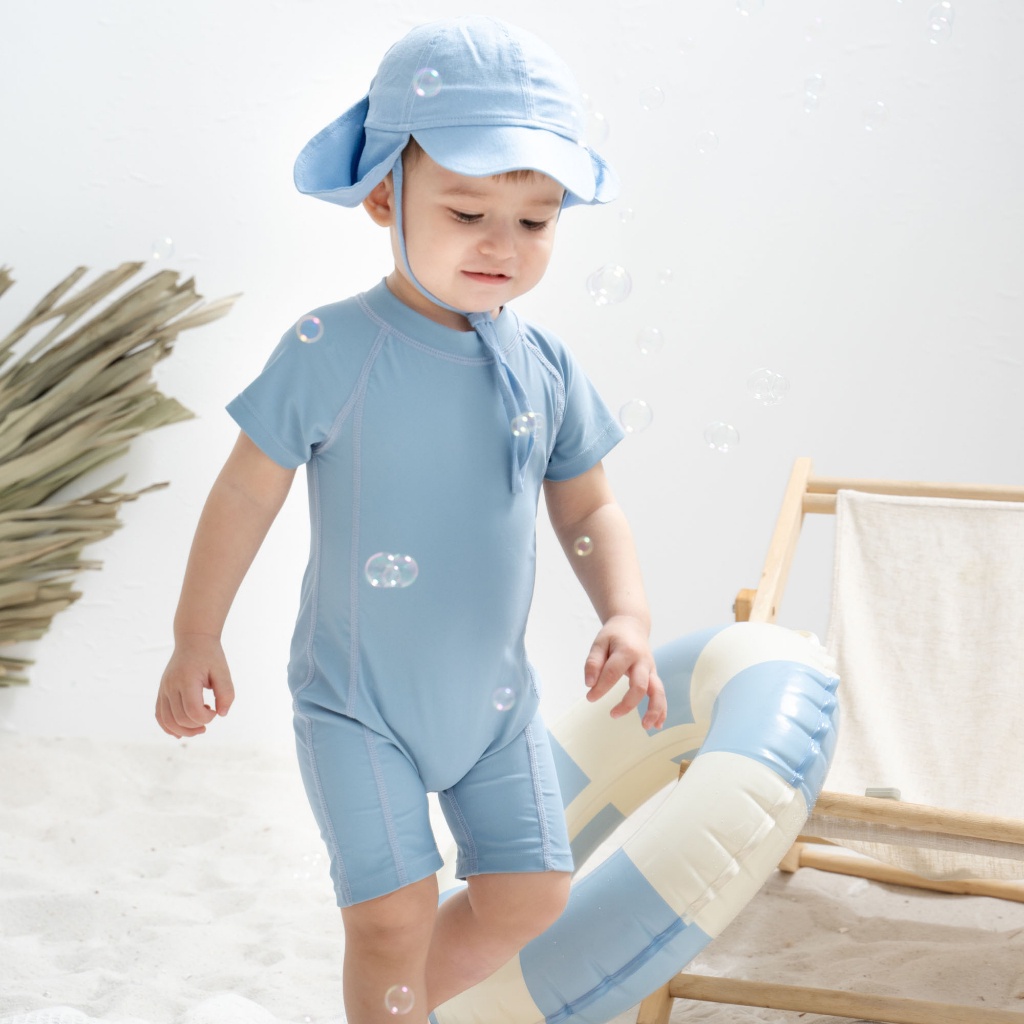 Bộ bơi liền ngắn tay khóa sau UPF 50+ BU Aqua BSM231302 | Quần áo BU Baby chính hãng