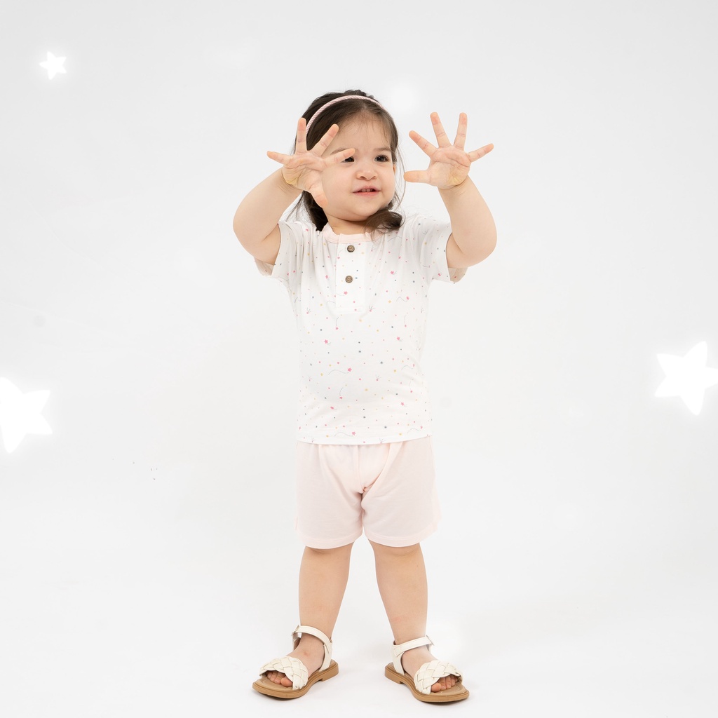 Bộ quần áo ngắn tay cổ trụ Twinkle - Bambus BBB130300 | Quần áo BU Baby chính hãng