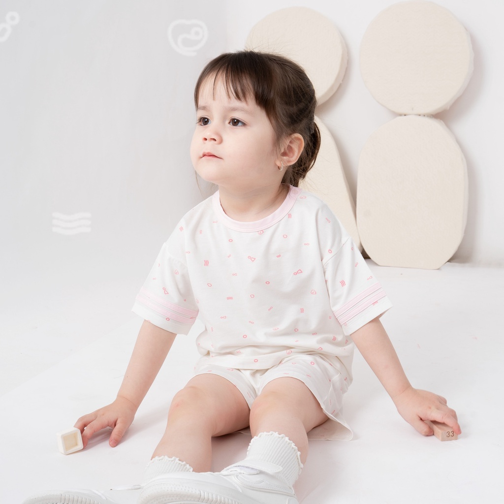 Bộ quần áo ngắn tay cài vai  Bambus Signature BBB130106 | Quần áo BU Baby chính hãng