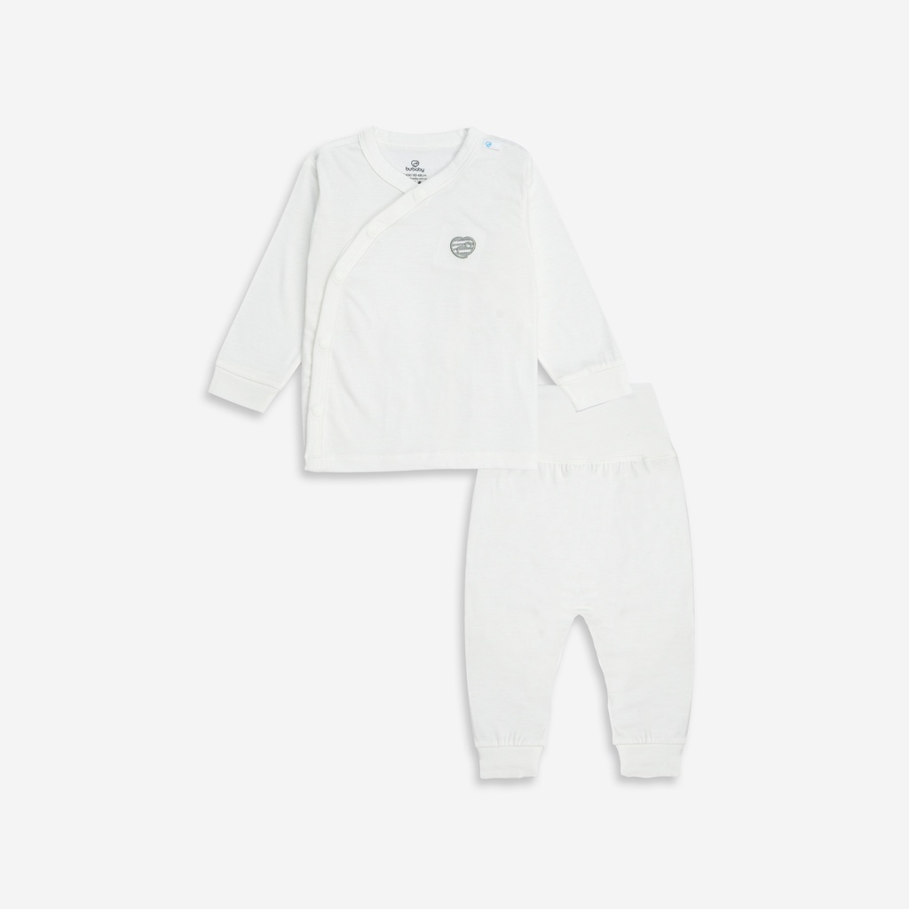 Bộ Quần Áo Sơ Sinh cho bé, bộ sơ sinh cài cúc chéo chất liệu Siro Cotton BU Baby BSR110800 | Quần áo BU Baby chính hãng