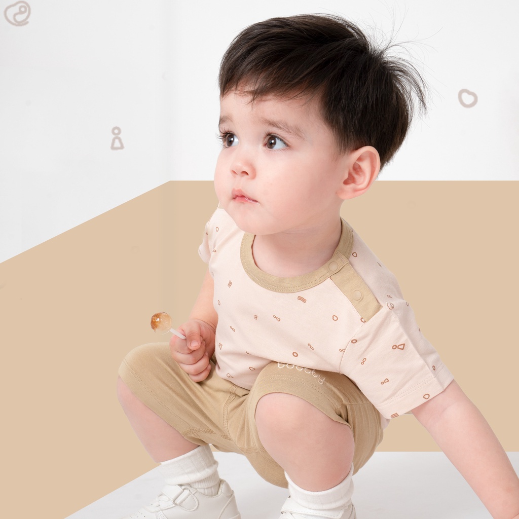 Bộ Cộc Tay bé trai, bé gái Sợi Tre, bộ cộc hoạ tiết mặc hè cho bé BBB130107 BU Baby