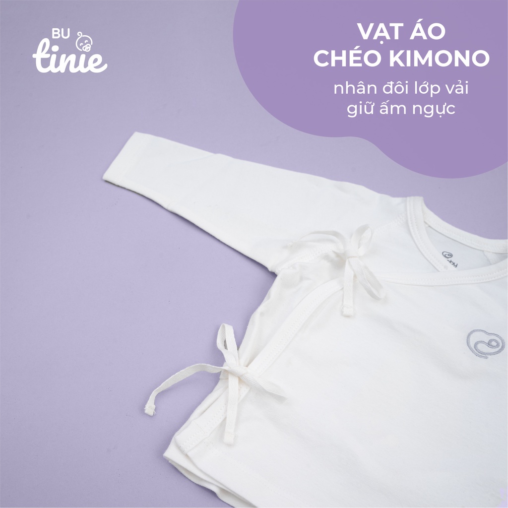 Bộ quần áo cài chéo dài tay cho trẻ sinh thiếu tháng, nhẹ cân BU Baby chính hãng