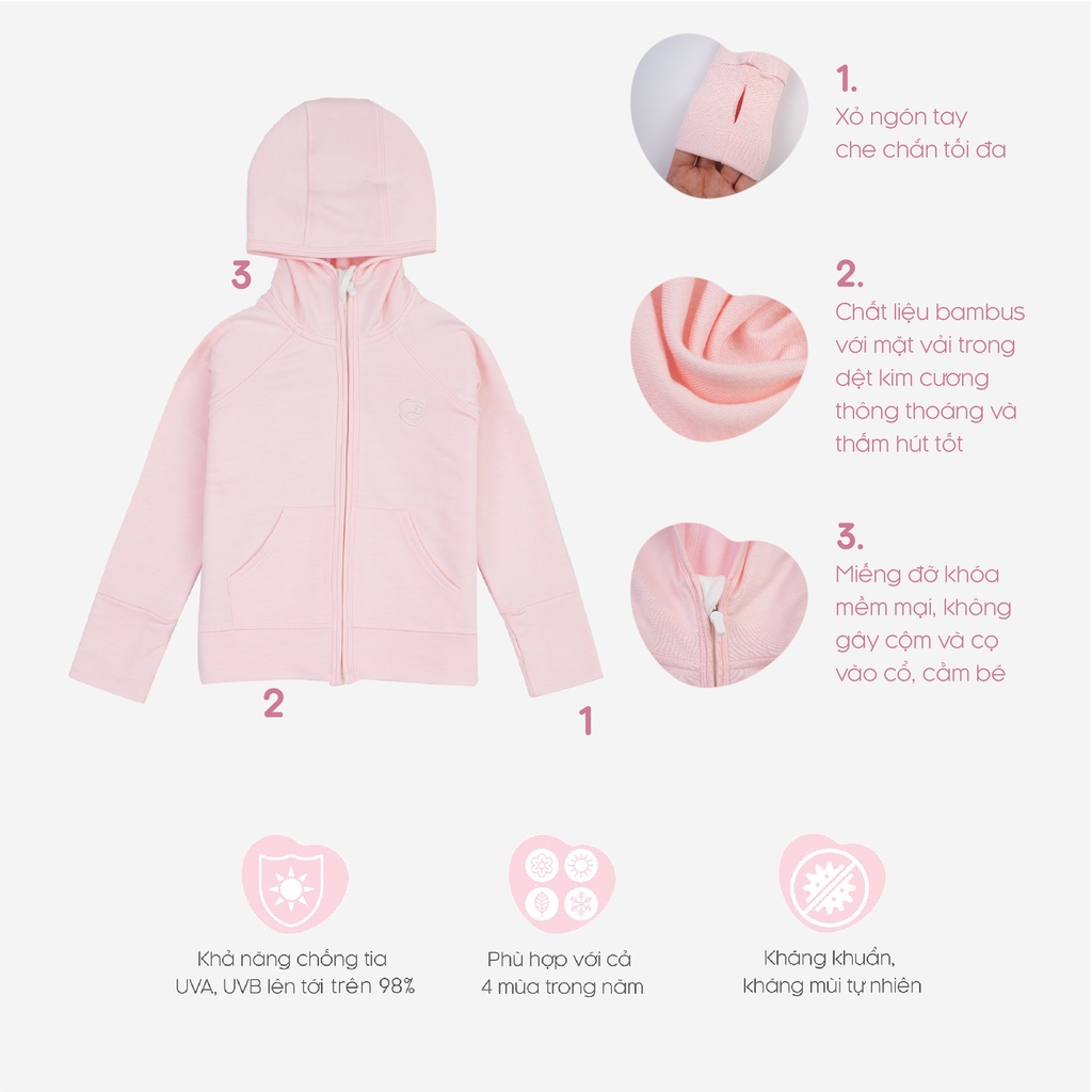Áo chống nắng BU Baby sợi tre cotton cho bé BBB311102