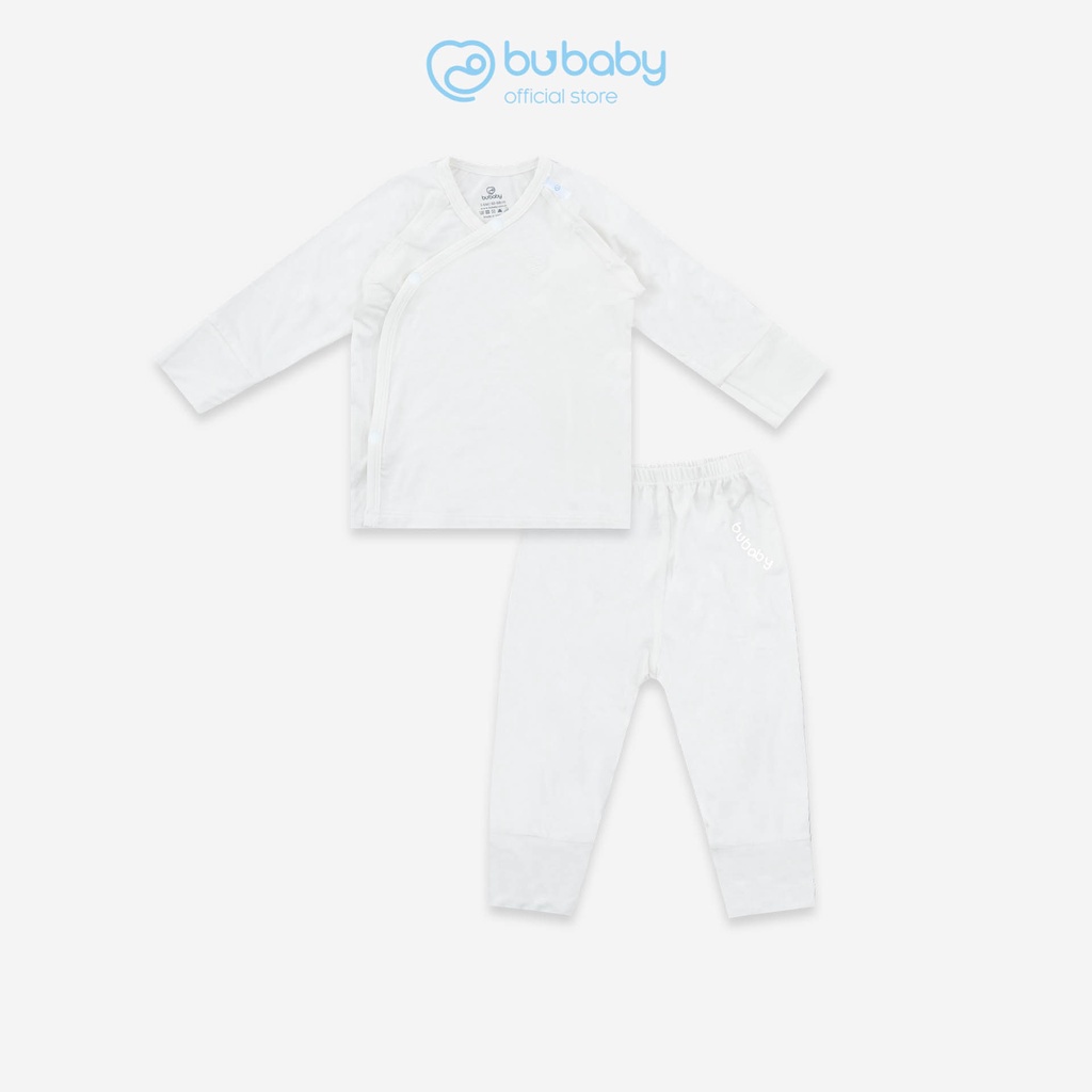 Bộ Quần Áo Sơ Sinh cài cúc chéo cho bé chất liệu Sợi Tre Đan Mạch Bambus BU Baby thiết kế basic BBB110800
