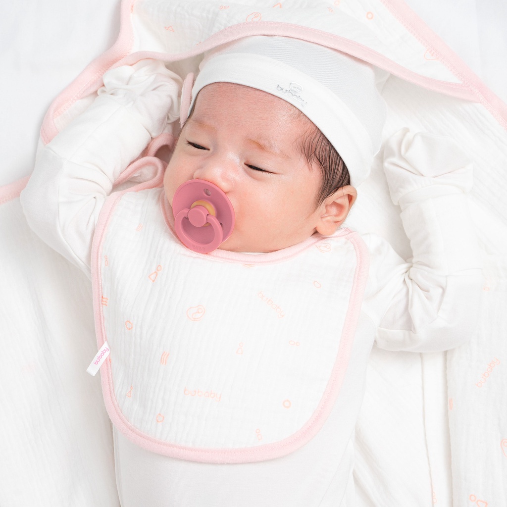 Yếm cho bé sợi vải tự nhiên thấm hút, có 2 khuy điều chỉnh | Phụ kiện BU Baby chính hãng