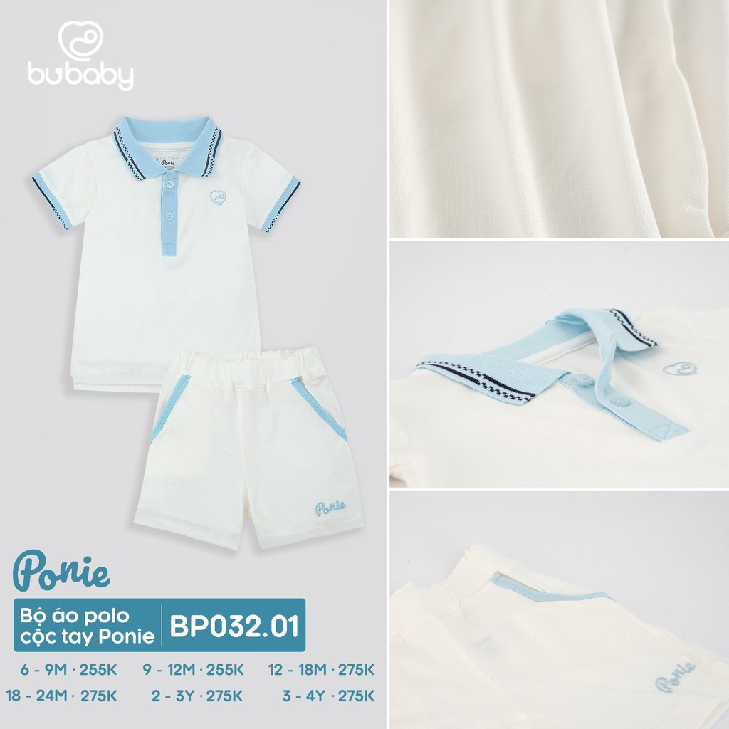 Bộ polo bé trai, bé gái BU Baby chính hãng, chất liệu Ponie cao cấp BU Baby BP032.01 | Quần áo BU Baby chính hãng