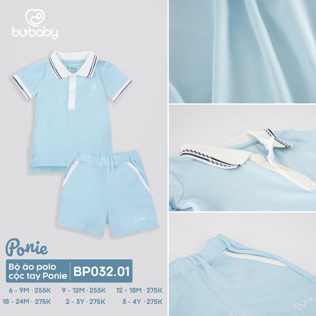 Bộ polo bé trai, bé gái BU Baby chính hãng, chất liệu Ponie cao cấp BU Baby BP032.01 | Quần áo BU Baby chính hãng