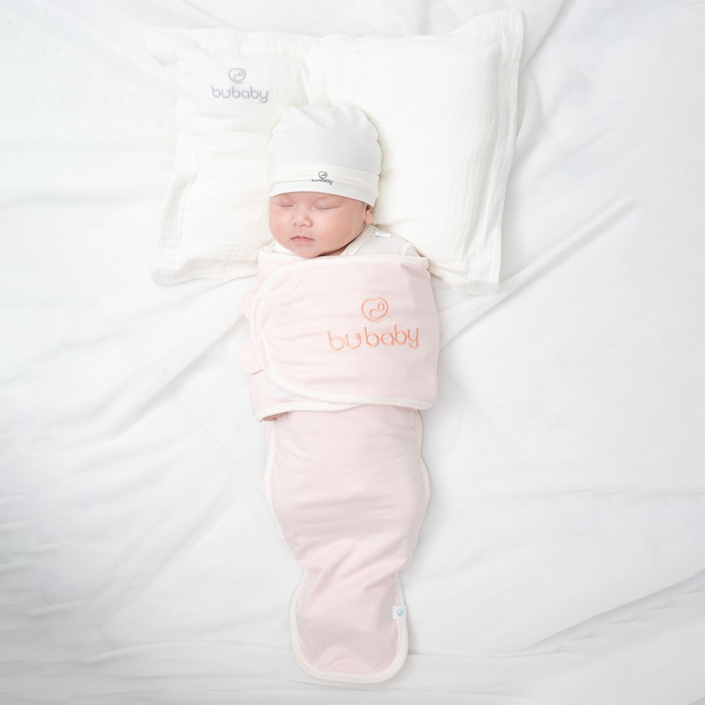 Kén ngủ có miếng dán cho bé sơ sinh cotton hữu cơ BU Baby chính hãng