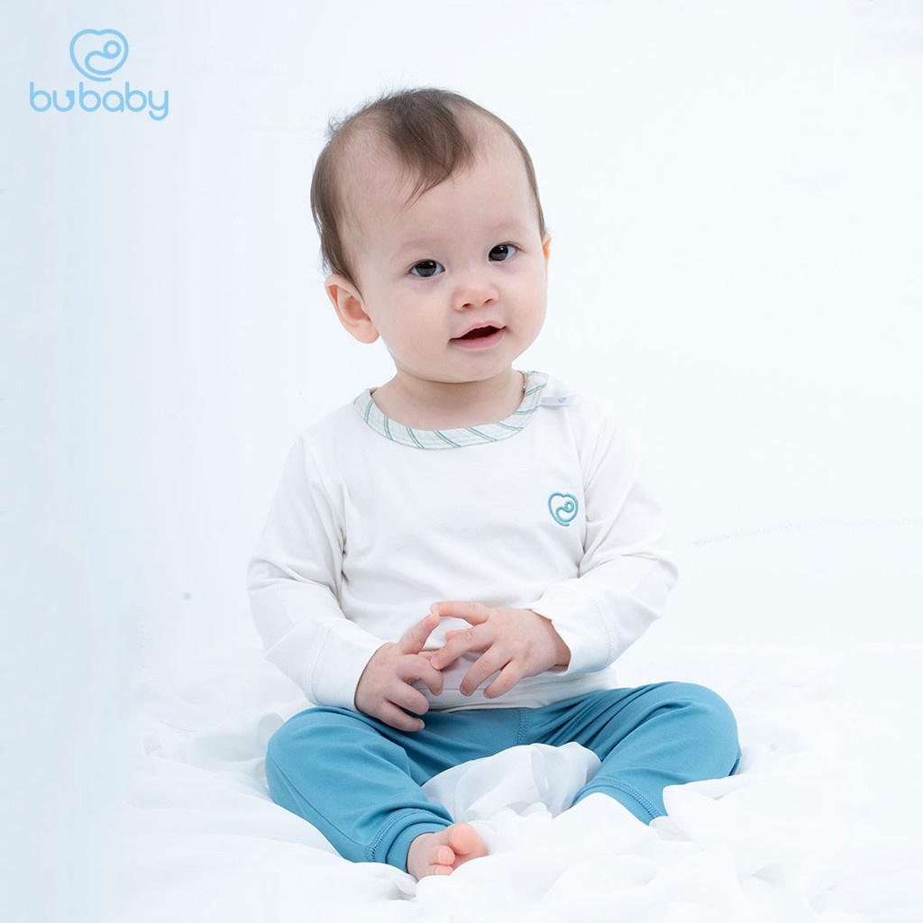 Bộ dài tay cho bé sợi tre mịn, mềm, mát, có khuy cài vai BB001.02 | Quần áo BU Baby chính hãng