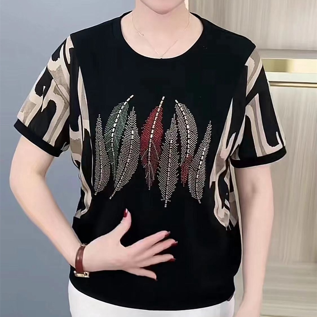 Áo Thun Tay Ngắn Dáng Rộng Thời Trang Mùa Hè Mới Cho Nữ Trung Niên