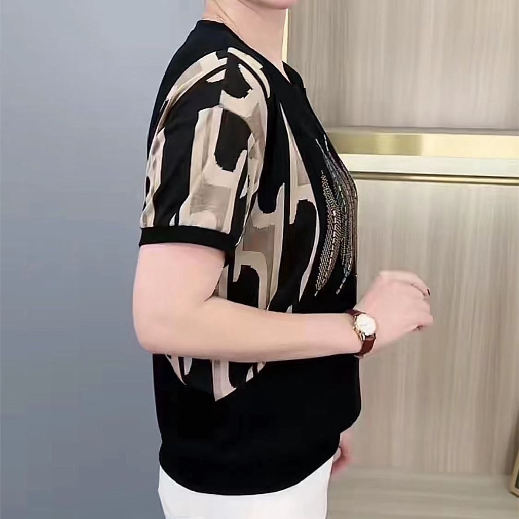 Áo Thun Tay Ngắn Dáng Rộng Thời Trang Mùa Hè Mới Cho Nữ Trung Niên