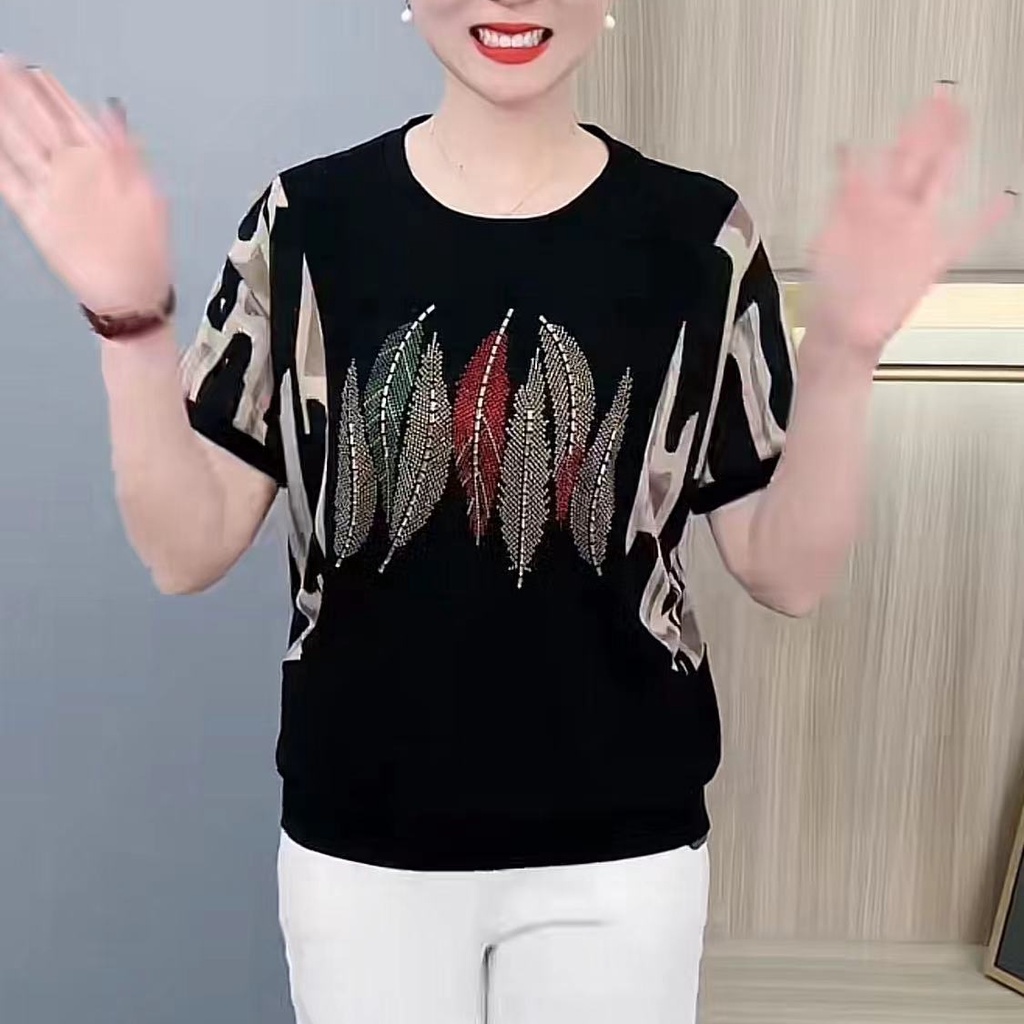 Áo Thun Tay Ngắn Dáng Rộng Thời Trang Mùa Hè Mới Cho Nữ Trung Niên