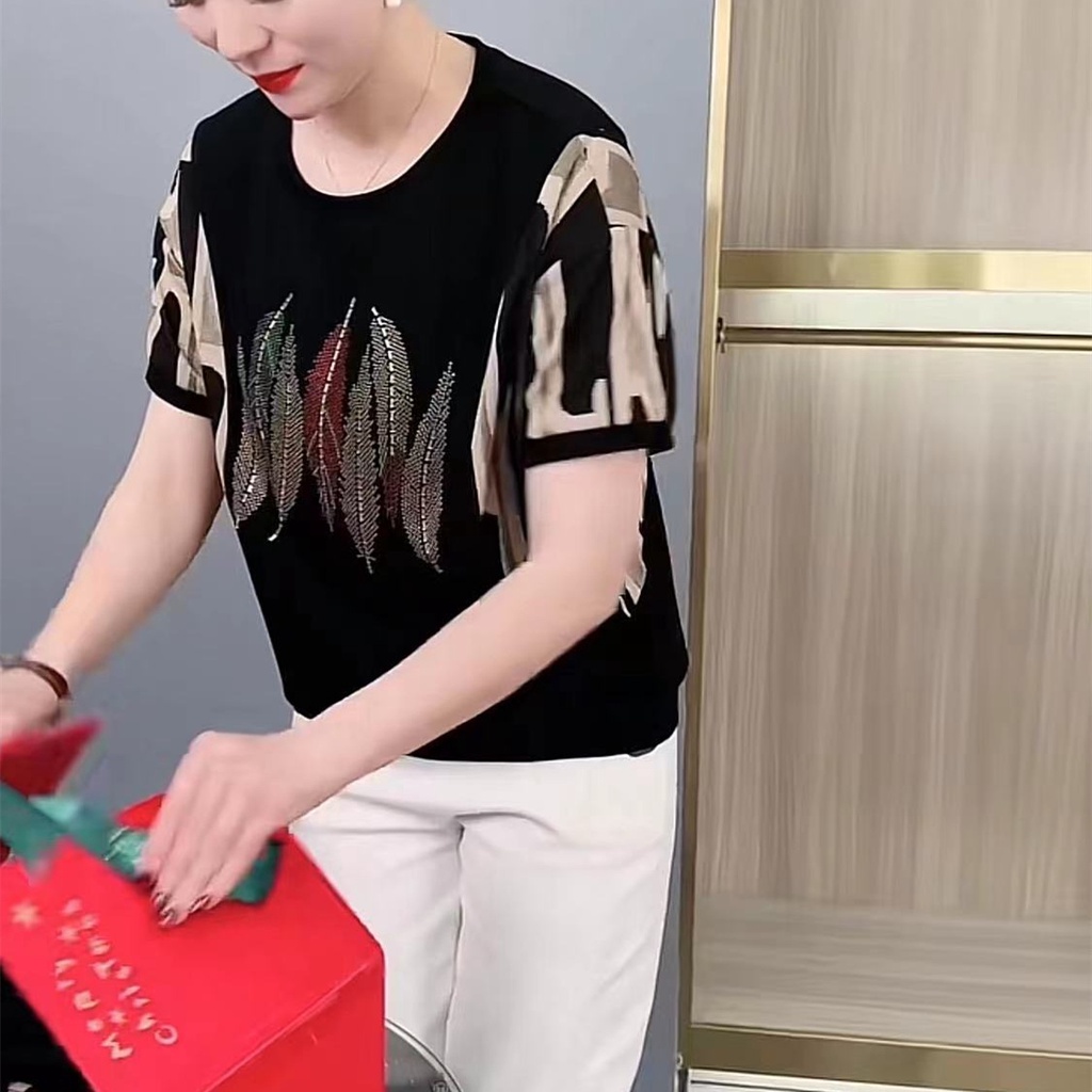 Áo Thun Tay Ngắn Dáng Rộng Thời Trang Mùa Hè Mới Cho Nữ Trung Niên