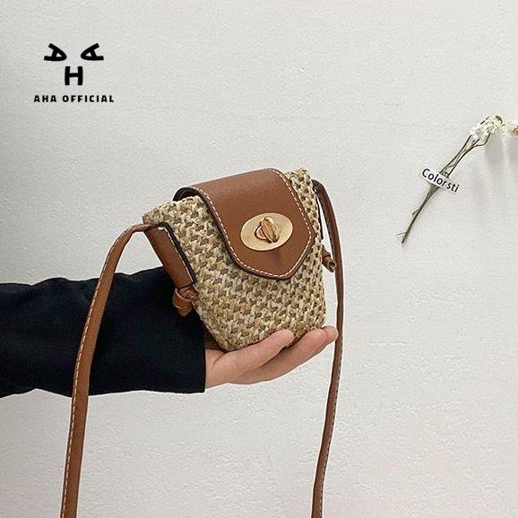 Túi Đeo Chéo Mini Đan Lát Phong Cách Mới Lạ Dành Cho Nữ