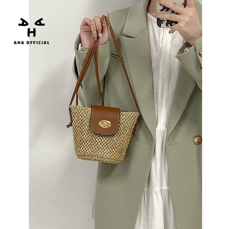 Túi Đeo Chéo Mini Đan Lát Phong Cách Mới Lạ Dành Cho Nữ