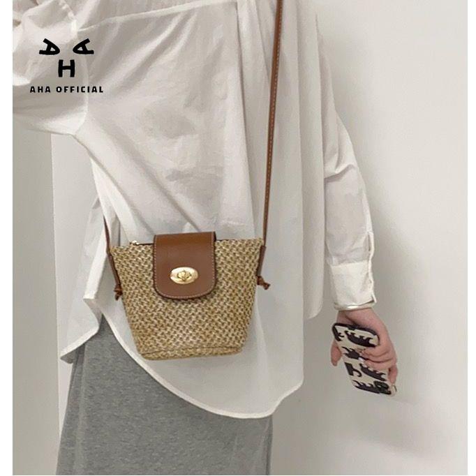 Túi Đeo Chéo Mini Đan Lát Phong Cách Mới Lạ Dành Cho Nữ