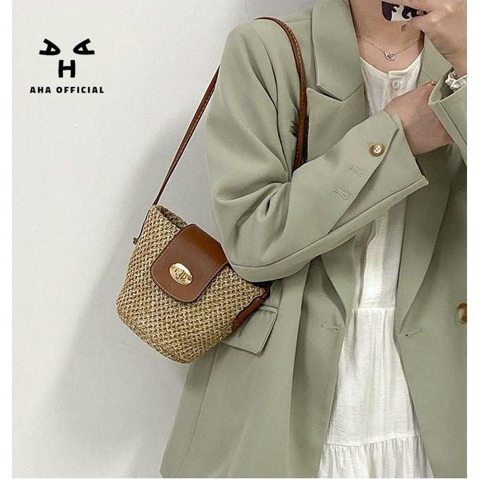 Túi Đeo Chéo Mini Đan Lát Phong Cách Mới Lạ Dành Cho Nữ