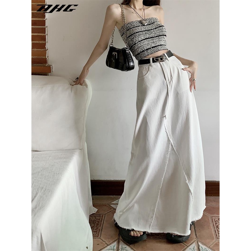 Chân váy denim BJHG WAVW dáng chữ A lưng cao dáng rộng thời trang mùa hè hàng mới 2023 dành cho bạn nữ