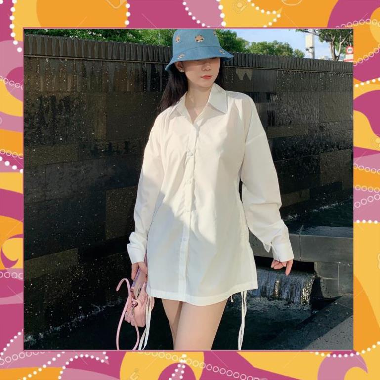 Aa Áo Sơ Mi Kiểu Form Rộng Thiết Kế Phối Dây Rút Trend Douyin Hiện Nay A18 Aa Ok A!