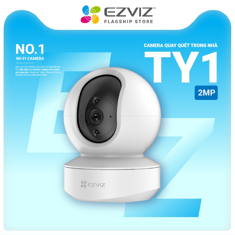 [Mã ELCL12 giảm 9% đơn 300K] Camera WI-FI EZVIZ TY1 Trong Nhà 1080P, Quay Quét 360 Độ, Đàm Thoại 2 Chiều,