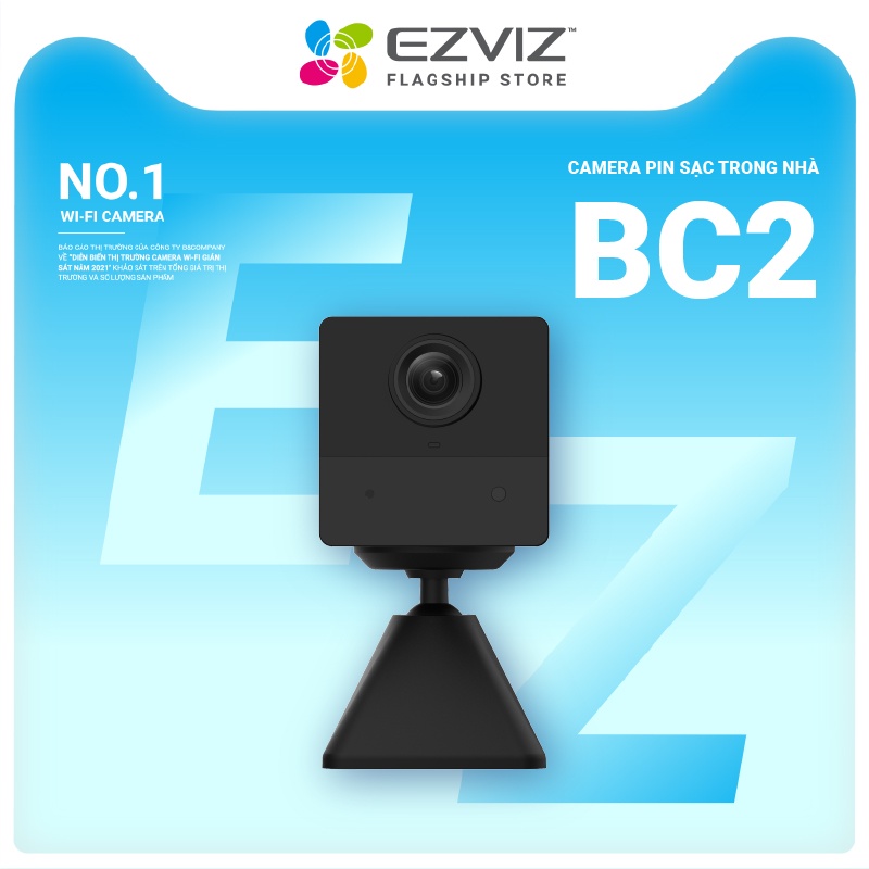[Mã ELCL12 giảm 9% đơn 300K] Camera Wi-Fi EZVIZ BC2 Không Dây Pin Sạc 2000 mAh, FHD 1080P, Hỗ Trợ Thẻ Nhớ