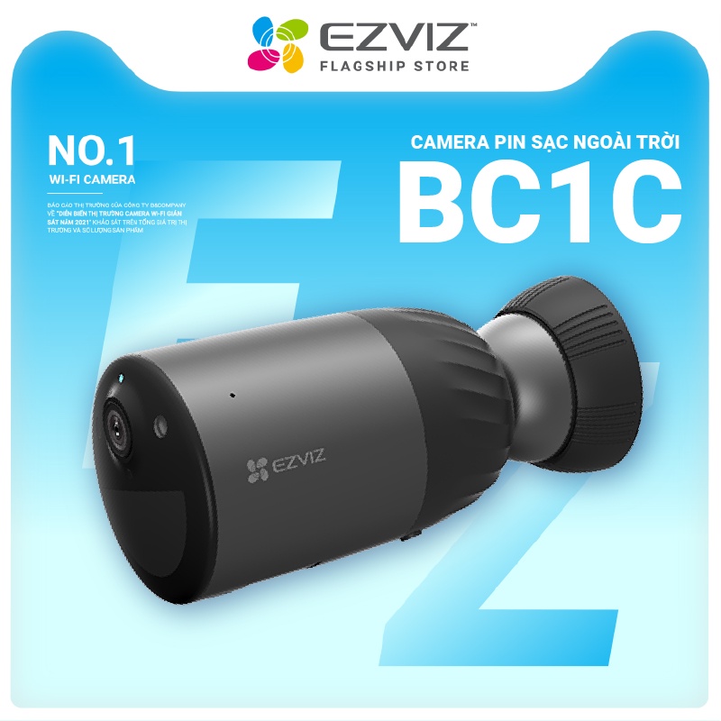 Camera Wi-Fi EZVIZ BC1C Không Dây, 1080P, Pin Sạc 7800 mAh, Bộ Nhớ Trong 32GB