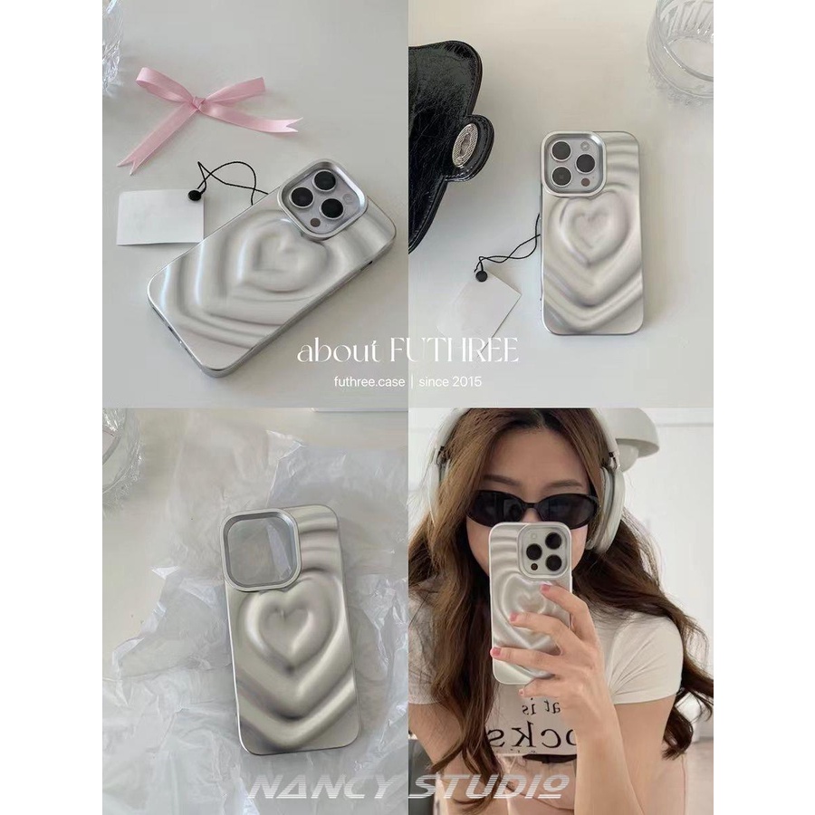 Ốp Điện Thoại Mạ Điện Họa Tiết Trái Tim Cho Iphone 12 13pro max 14