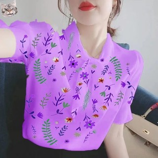  Áo Sơ Mi Chiffon Mỏng Tay Ngắn In Hoa Thời Trang Cao Cấp 2023 Cho Nữ 
