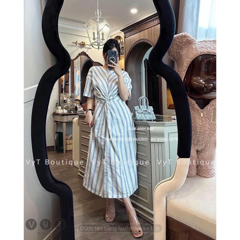 VÁY XOẮN EO SỌC TAY TRỄ ☘️