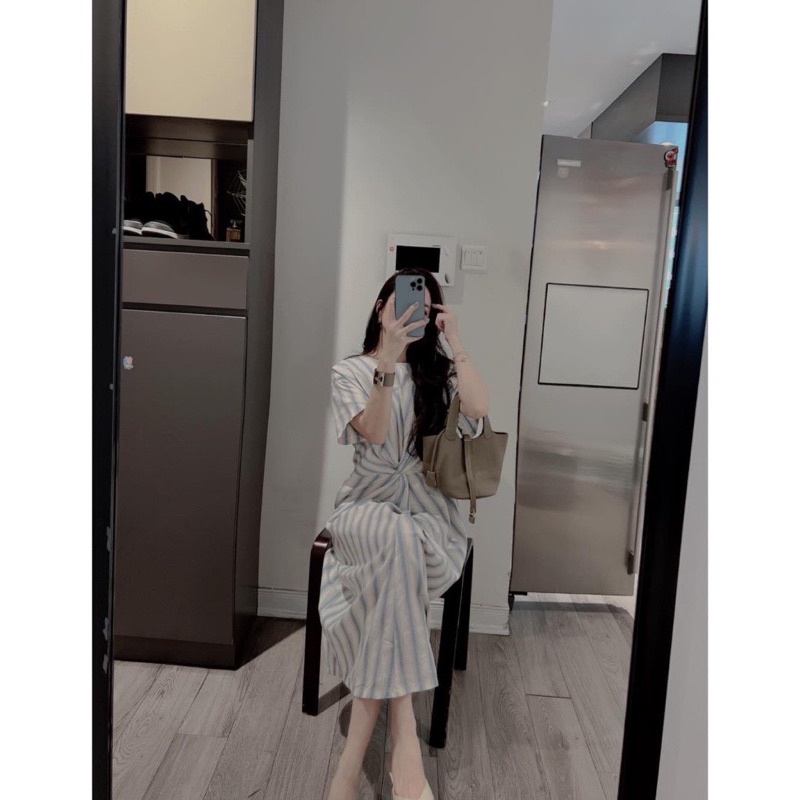 VÁY XOẮN EO SỌC TAY TRỄ ☘️