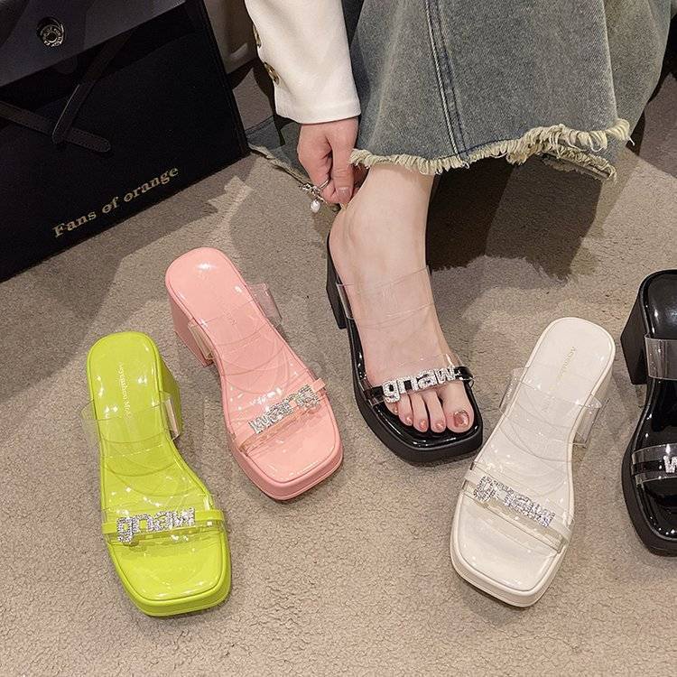 Sandal Cao Gót Mũi Vuông Thiết Kế Mới Kiểu Dáng Đơn Giản Thời Trang