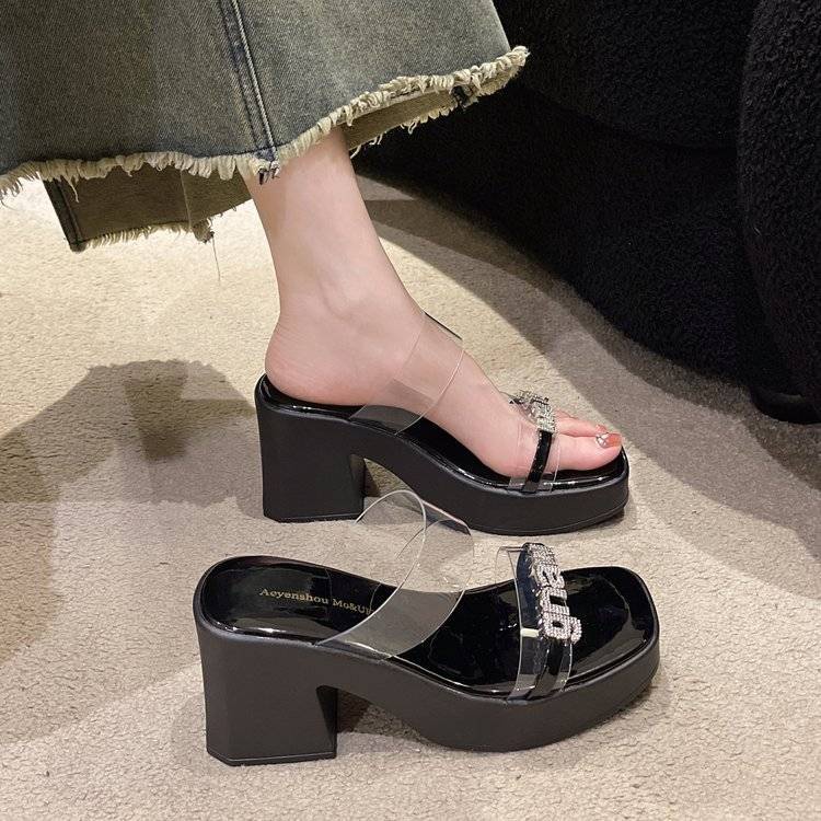 Sandal Cao Gót Mũi Vuông Thiết Kế Mới Kiểu Dáng Đơn Giản Thời Trang